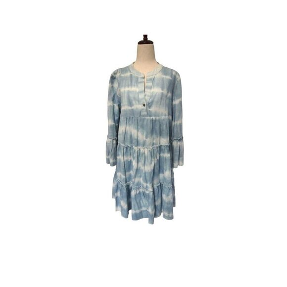 FAHERTY Vida Blue Tie Dye Tiered A Line Oversized Dress Size Small $278 - Picture 3 of 11